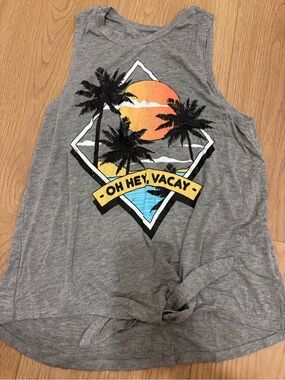 Gray graphic tank top rebellious one